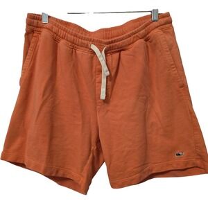 Vineyard Vines Mens Orange French Terry Sweat Shorts Drawstring Whale Logo